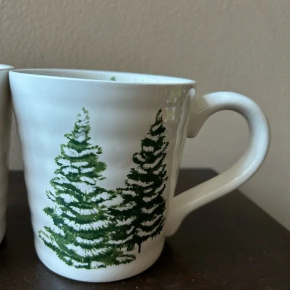 Maxcera set of 2 Christmas Mugs New Evergreen Trees Ceramic - Picture 4 of 5